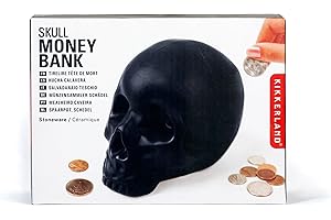 Kikkerland Ceramic Halloween Decorative Skull Piggy Bank