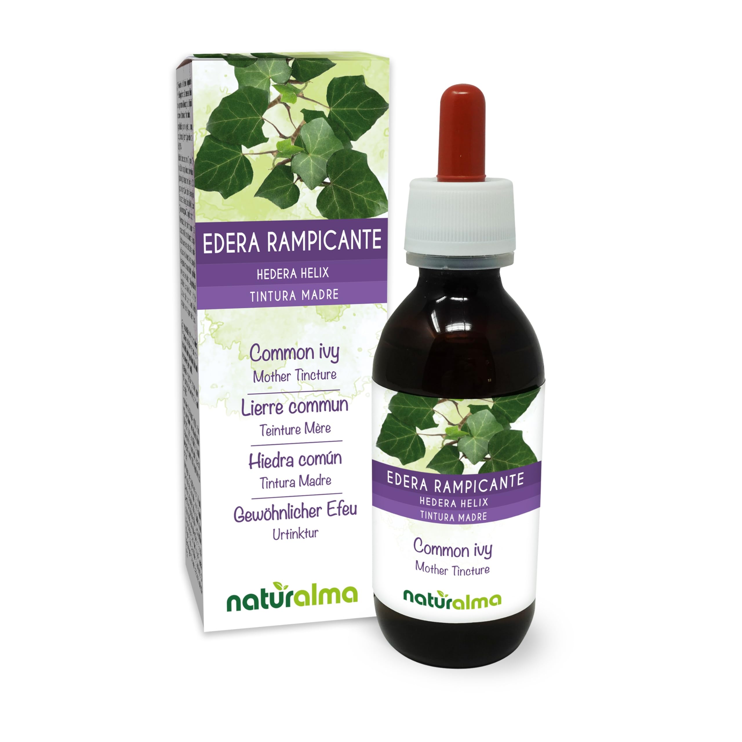 Gewhnlicher Efeu oder Kletternder Efeu (Hedera helix) Bltter  Alkoholfreier Urtinktur Naturalma - Flssig-Extrakt Tropfen 120 ml - ...