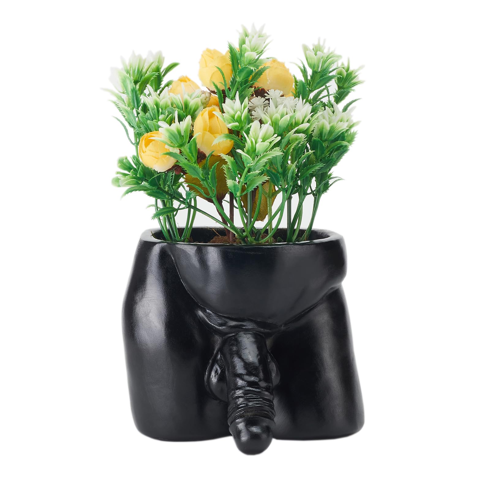 Lourich Men's Black Body Vases For Decor - Planter Pot, Body Plant Pots - Vase Funny Planter Gift For Succulents And Cacti (, Large)