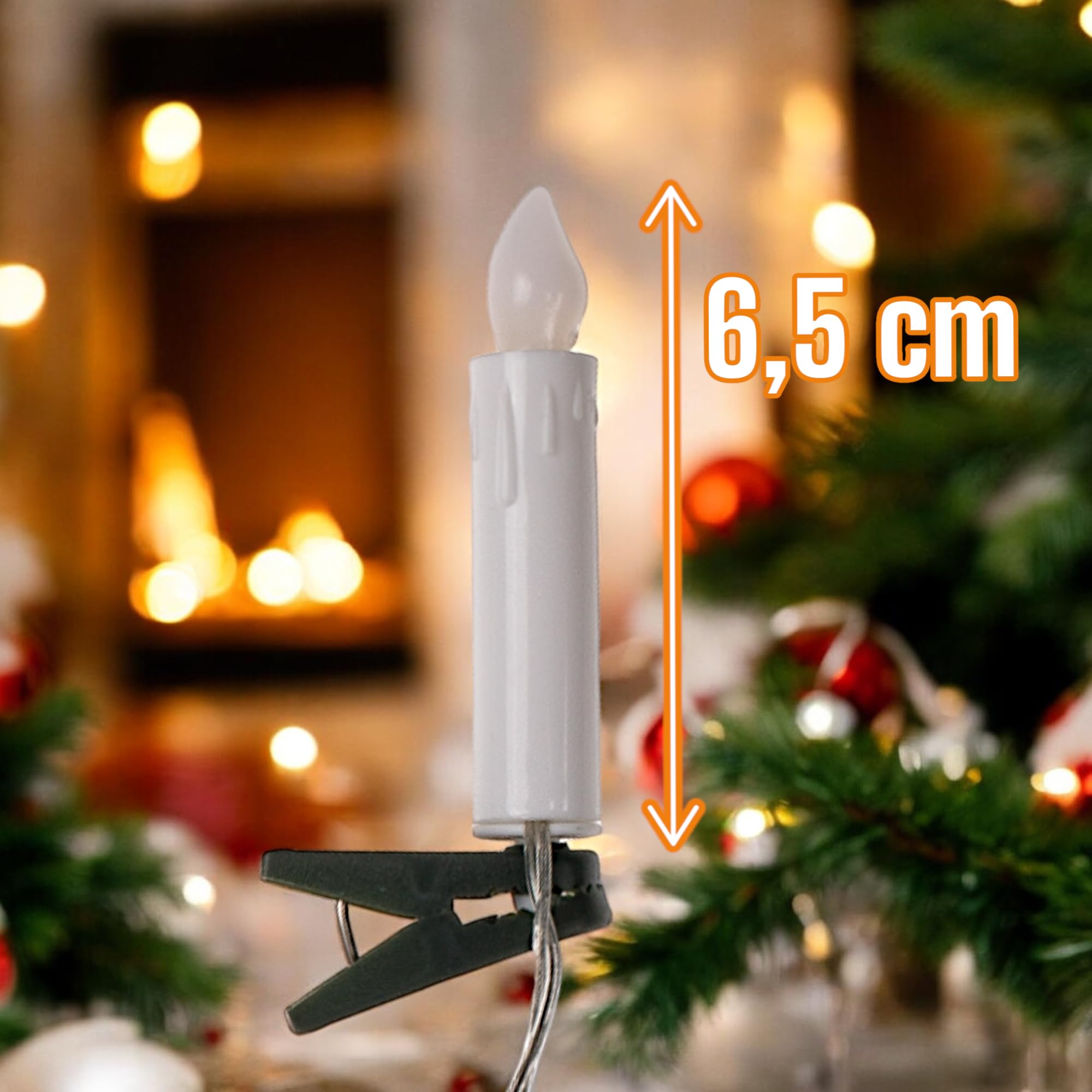 MIJOMA LED Lichterkette Mit 10 Kerzen & Clips – 3m Lang, Batteriebetrieben, Timer 6/18 – Perfekt Für Weihnachtsbaum, Adventskranz, Fensterdeko