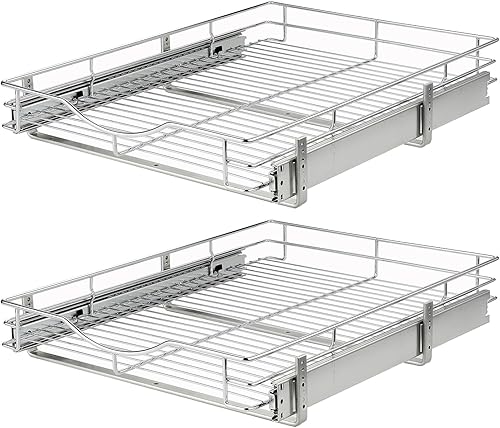 Miniatura 8 de DINDON Organizador de gabinete extraíble (14 pulgadas de ancho x 18 pulgadas de profundidad), estante deslizante de metal resistente, organizador de