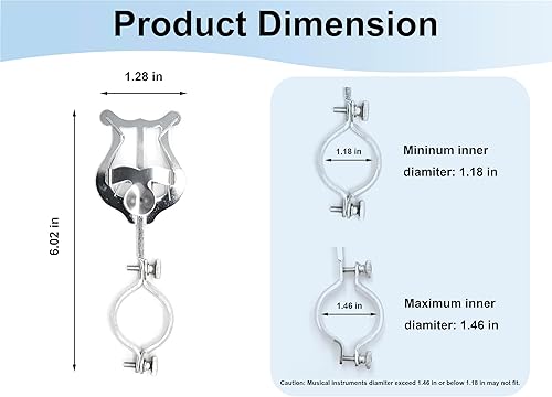 Miniatura 5 de SOUNDACTURE Clarinete Lira para banda de marcha Metal Plating Music Sheet Clamp con funda protectora