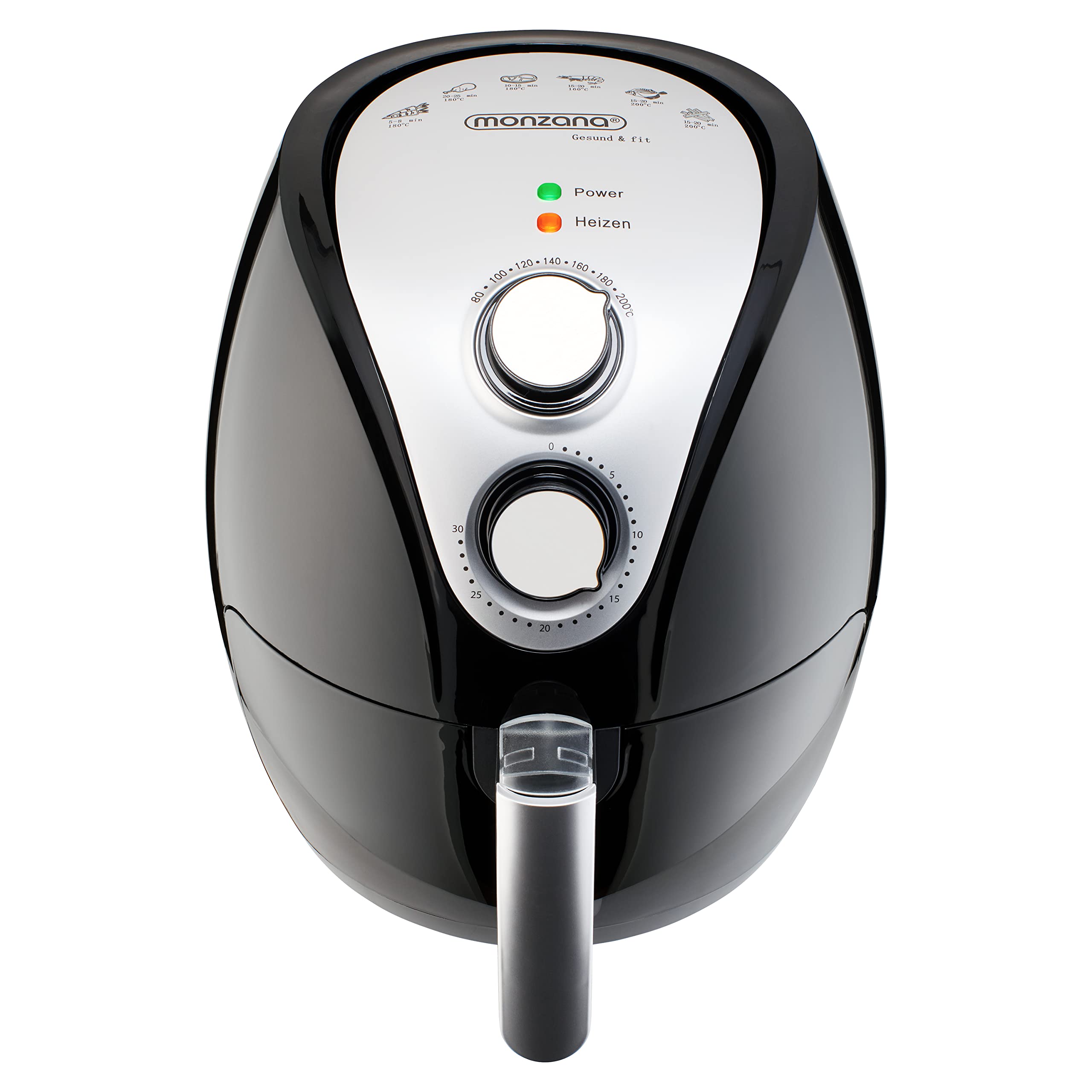 MONZANA® Freidora sin Aceite de Aire Caliente 1500W 3,6L 80-200°C 9 Programas Temporizador Air Fryer
