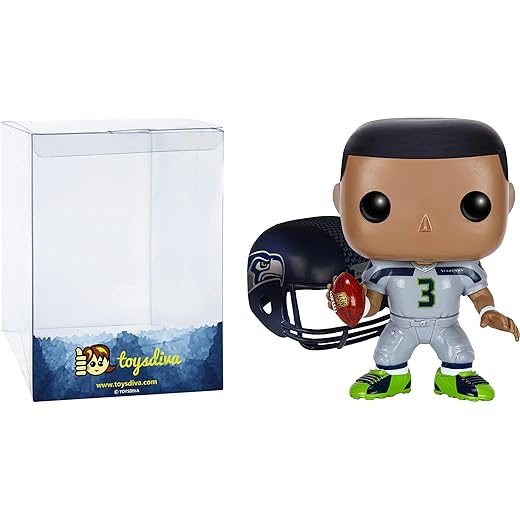Russell W I L S O N : P O P ! Football Vinyl Figurine Bundle With 1 Compatible 'Toysdiva' Graphic Protector (038-07564 - B)