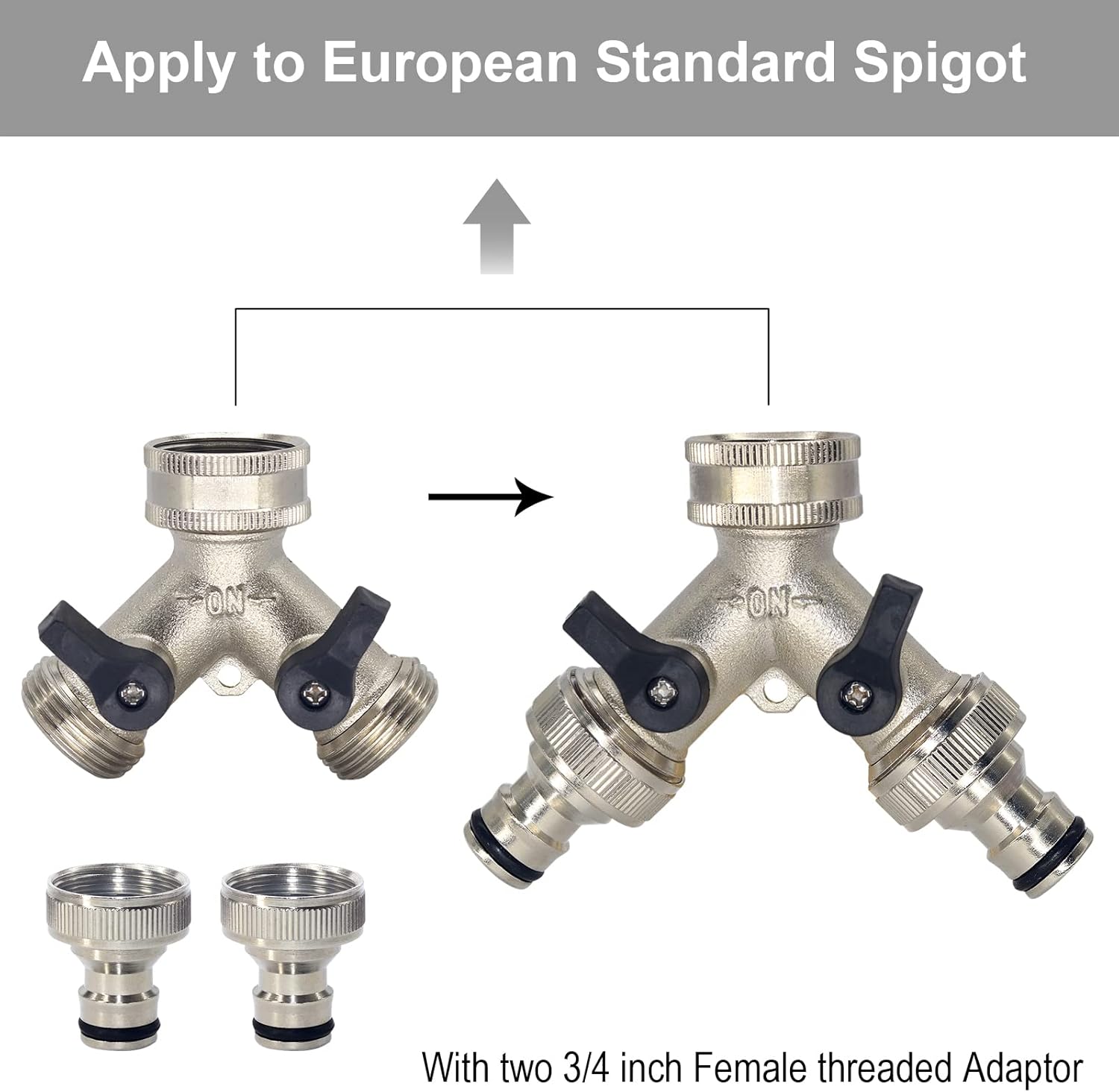 Tesmotor 2 Way Garden Hose Splitter, 2Way Tap Connector with