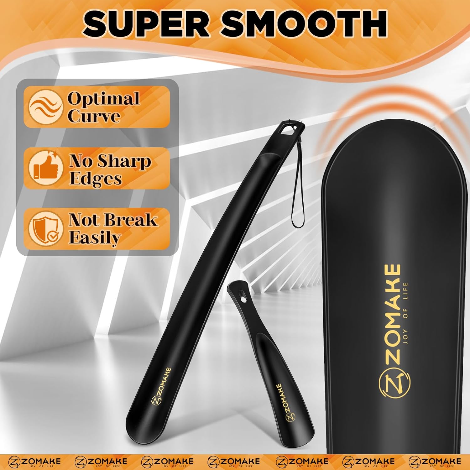 ZOMAKE Long Plastic Shoe Horn, ShoeHorn Long Handle for Seniors Men Women