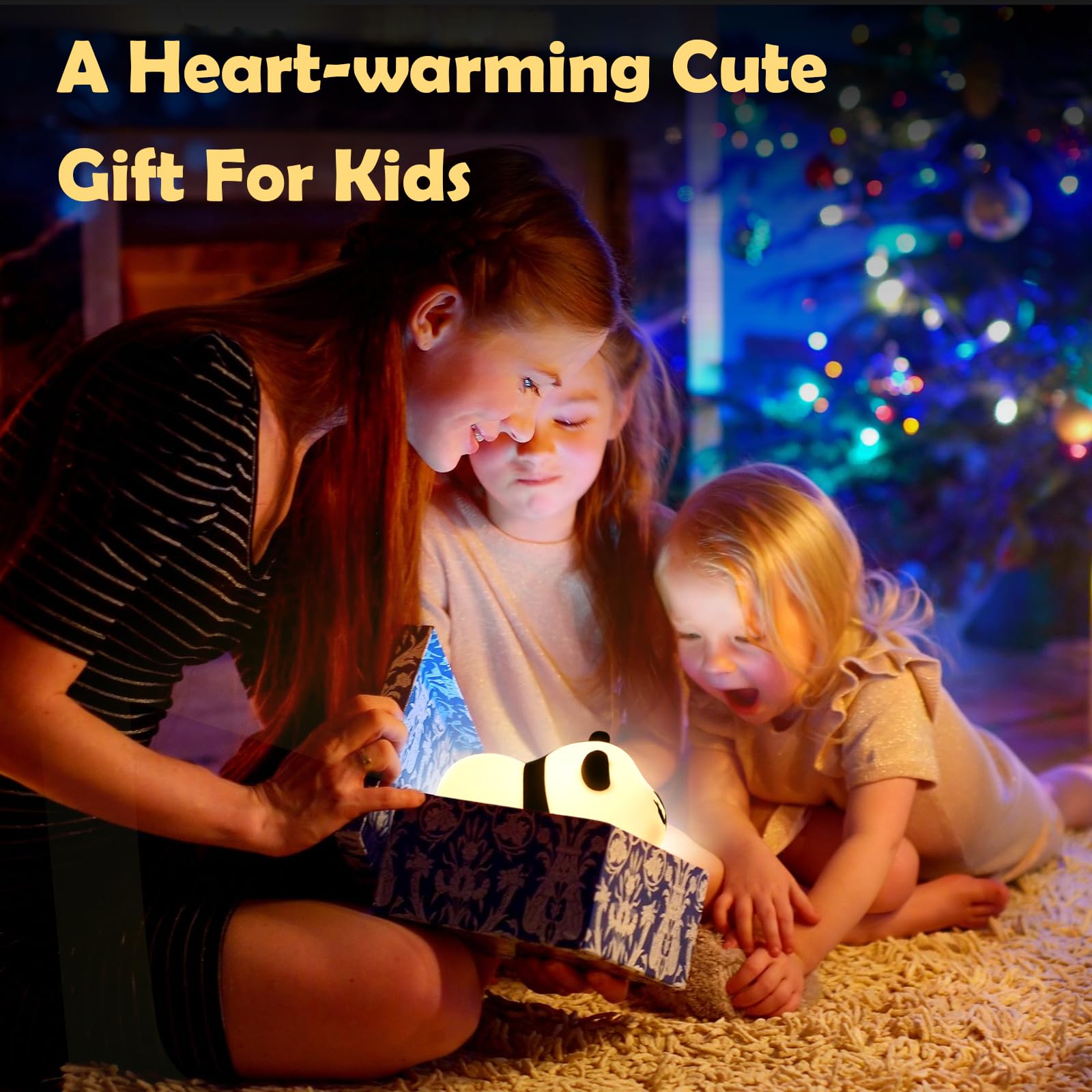 Comius Sharp Panda Luz Nocturna Infantil, Adorable Lampara Bebe Noche, Lampara De Mesita De Noche De Silicona Suave Con Sensor Tactil, Decoracion De Escritorio De Habitacion Regalo De Cumpleaños
