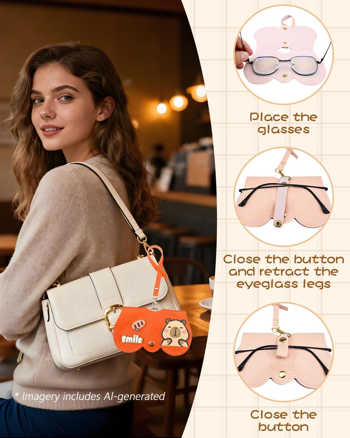 3 Pack Soft Leather Sunglasses Bag, Soft Leather Sunglasses Bag with Wrist Strap for Women Men, Portable Eyeglass Case Holder Pouch