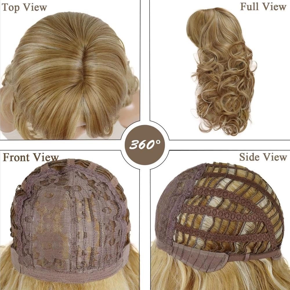 Haarpflege Lange Gemischte Blonde Haare 50,8 Cm Lockige Blonde Perücke Für Frauen Und Mädchen Tägliche Cosplay Party Perücken