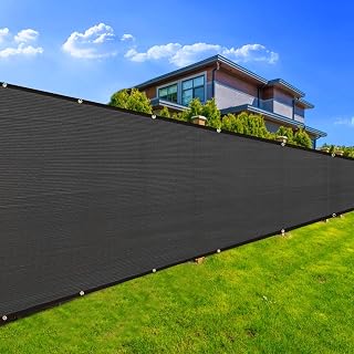 Privacy Fence Screen 8' x 14', 90% Blockage Heavy Duty 170 GSM Fencing Mesh Net Cover for Outdoor Wall Garden Yard Backyard Cable Zip Ties Included Dark Grey-We Make Custom Size