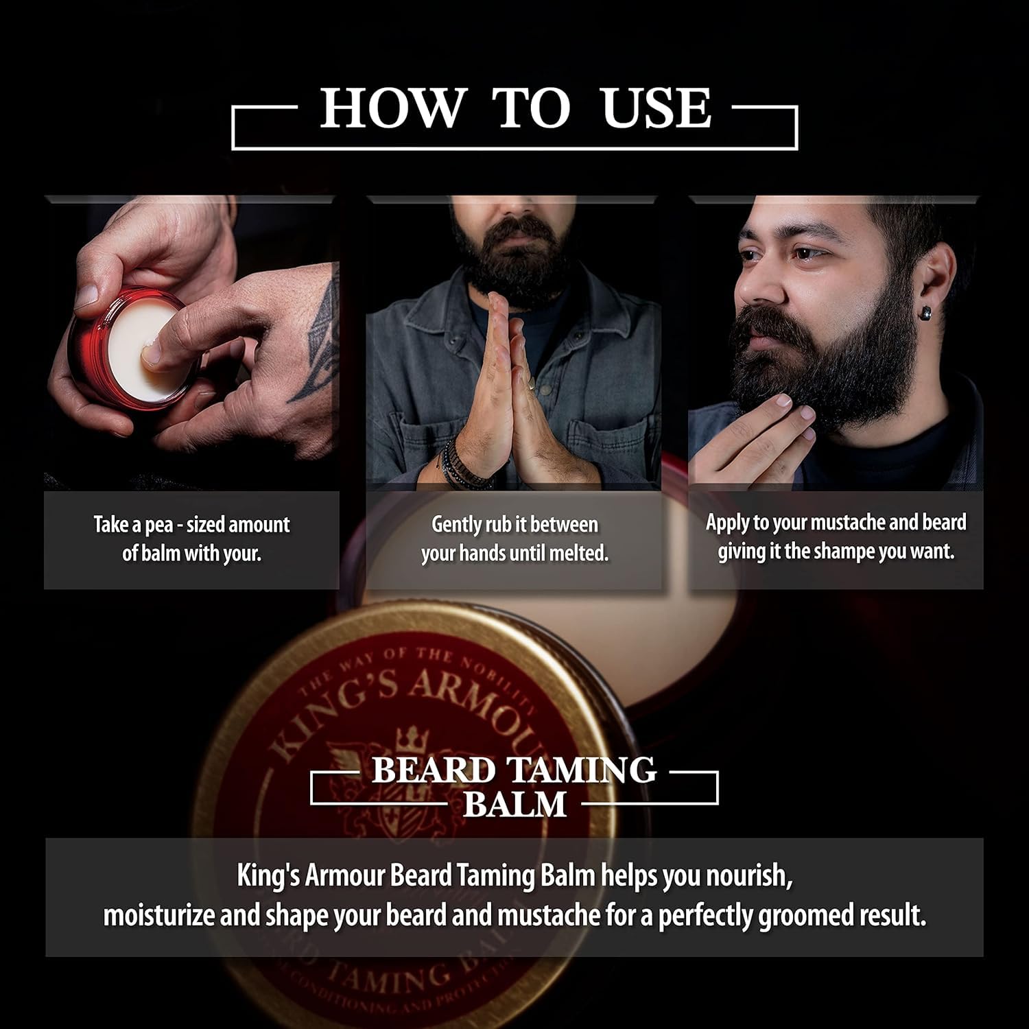 King's Armour Luxury Beard Care Balm 50 ml - Balsamo Premium Beard Tamer - Cura e Protezione Intensive