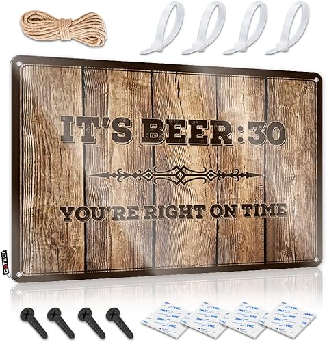 Dsoluuing Letreros para puerta de dormitorio, con texto en inglés "It's Beer 30", letrero de whisky para el hogar, bar, advertencia, letrero de lata