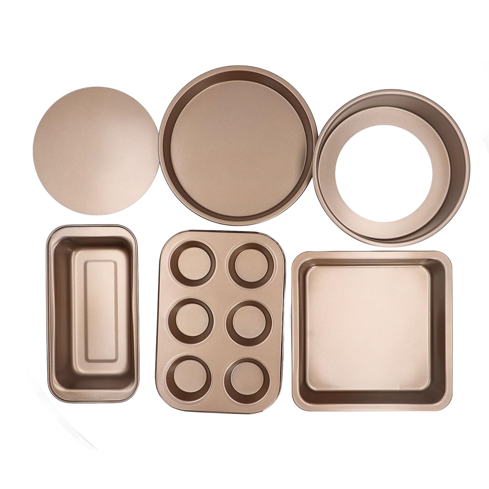 6 PCS Baking Mold Set, Anti Stick Coating Cake Pans For Baking, Stackable Design, Is Designed As a Loose Bottom Form, For Cookies, Cakes, Compatible with Kitchen Ovens, Toaster