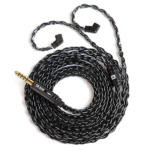 Miniatura 39 de KBEAR - Cable IEM ST12 de 2 pines, cable de repuesto para auriculares de monitor intrauditivo, 8 núcleos 4N OFC plateado cable de extensión de cable