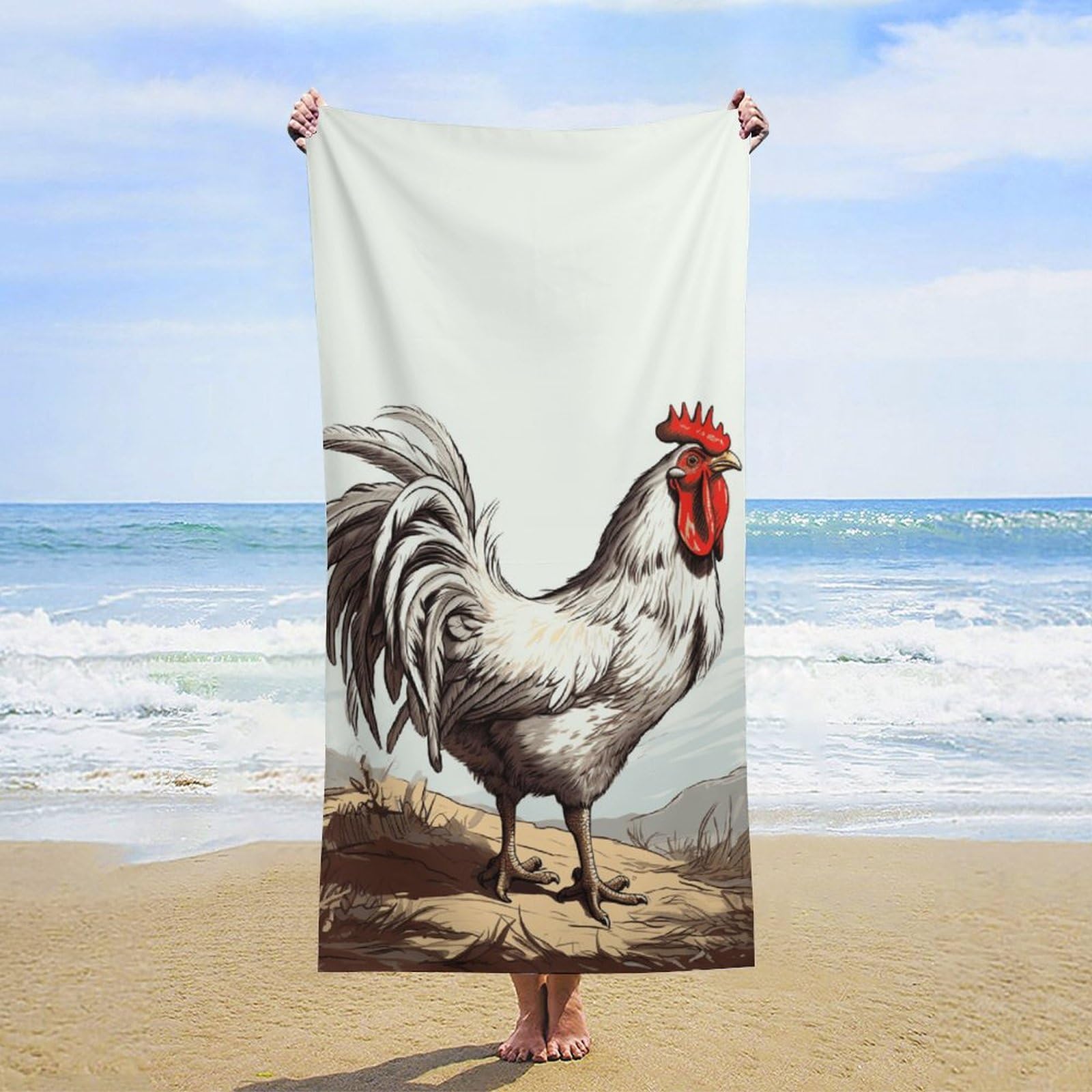 NTVOWPZO Chicken Sketch Beach Towel Oversized Microfiber Bath Towels Lightweight Sand Proof Beach Towels Absorbent Pool Towels for Swimming Yoga Bathroom Towel 31.5" X 63"