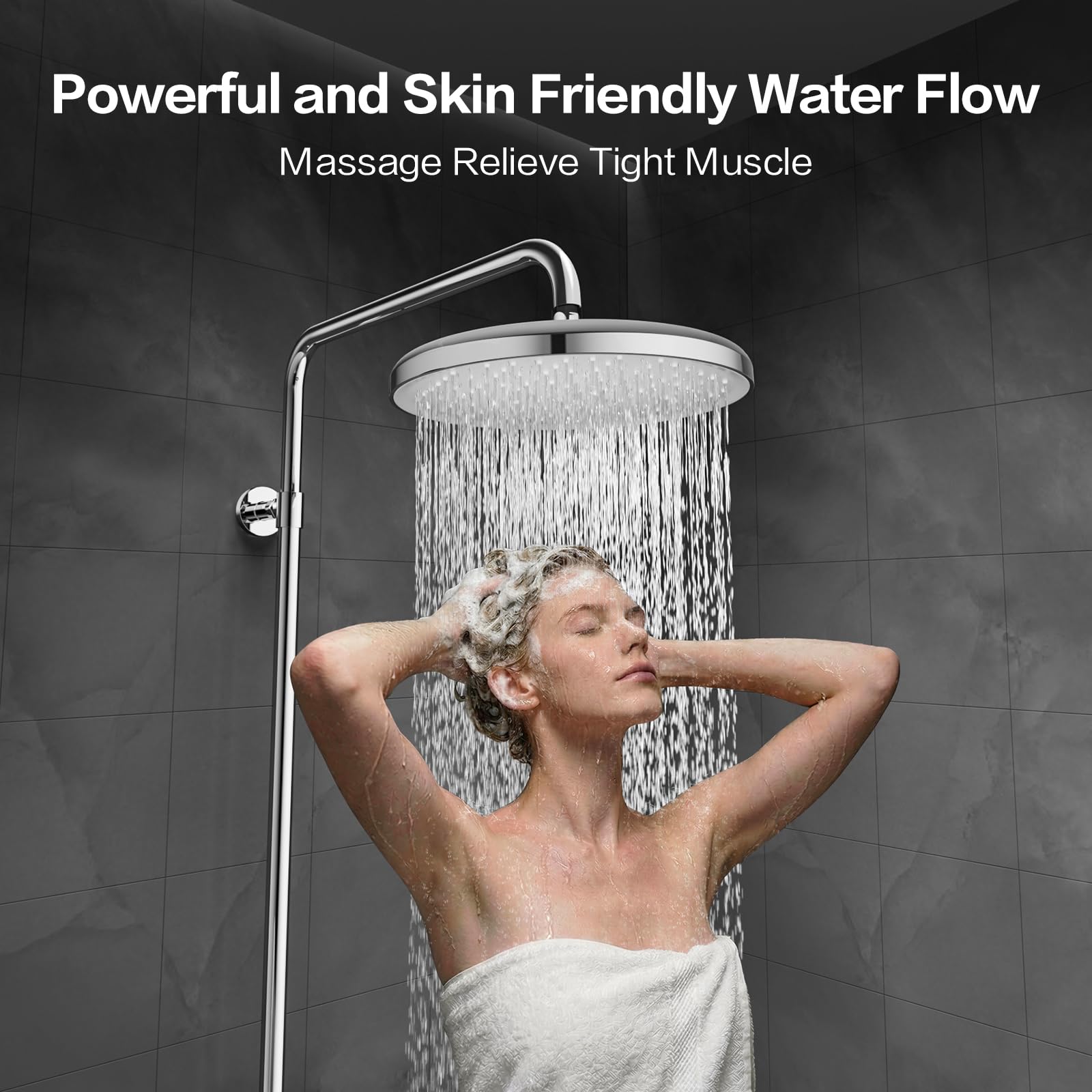 25cm Regenduschkopf,Duschkopf Regendusche,Regenbrause,Wasserfall Wassersparend,Rain Shower Head,Anti-Kalk-Düsen,Installierbar an der Wand oder Decke(Chrom, N1DP701CP)