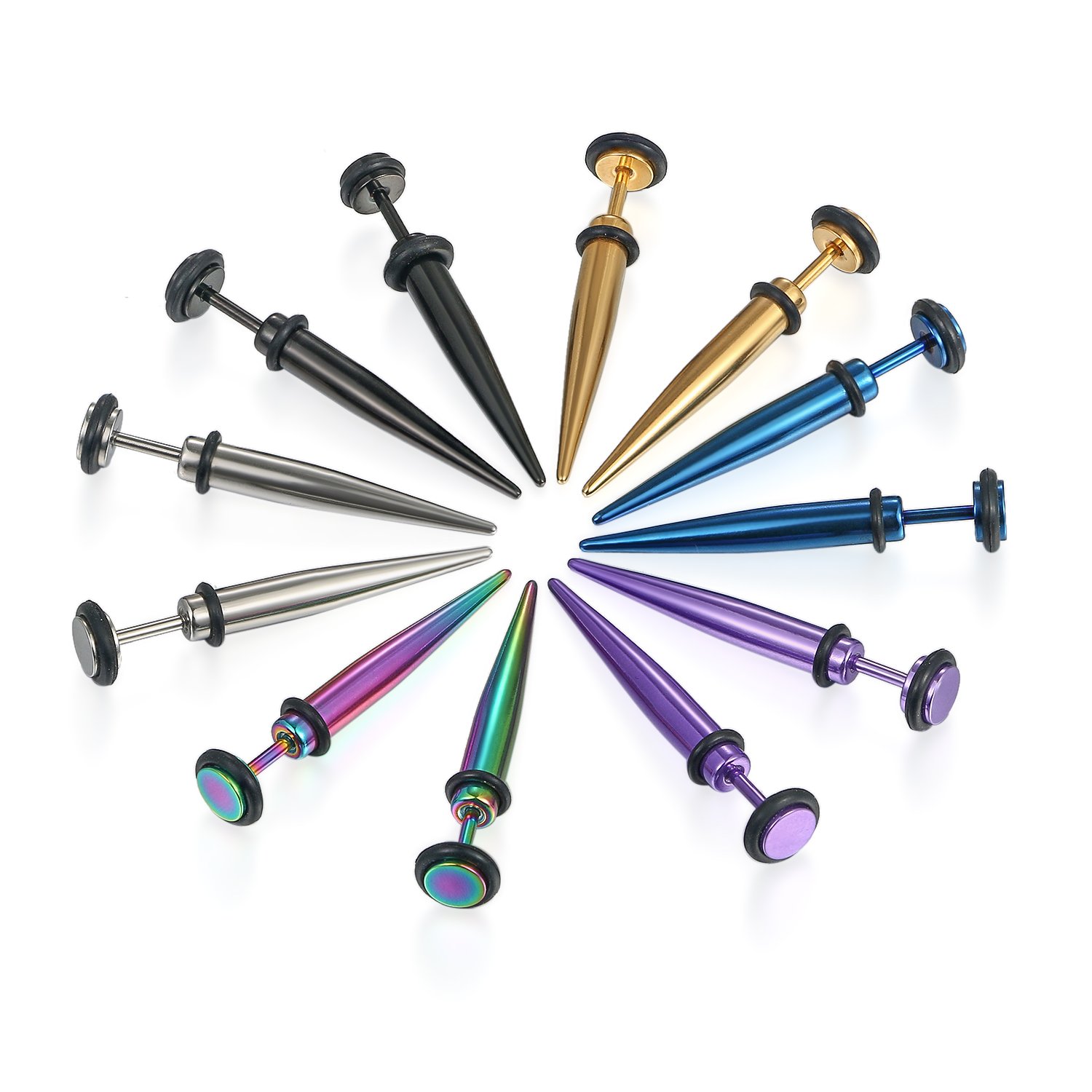 JewelryWe 6 Paia Orecchini A Cerchio In Acciaio Inox 316L – Unisex, Colorati, Ipoallergenici