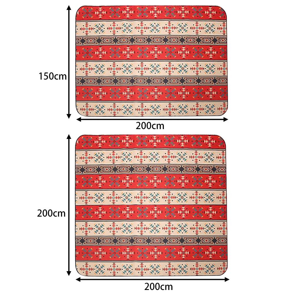 Surakey Couverture de Pique-Nique Portable Pliable Tapis de Pique-Nique avec Poignée Grand Tapis avec Support Film D'aluminium Imperméable pour Camping, Parc, Jardin, Extérieur, Plage, 200 * 200cm