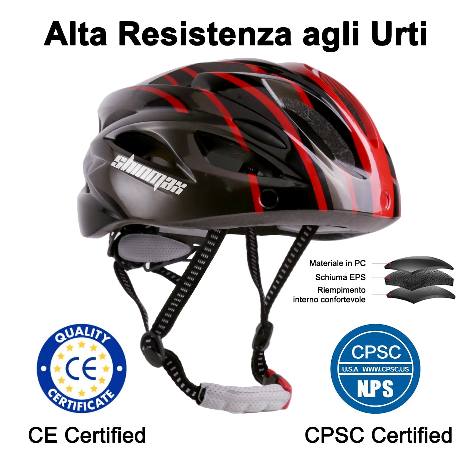 Shinmax Casco Bici Uomo Donna con Luce di LED Casco MTB con Visiera Magnetica Staccabile Shield Caschi Bici Leggero Casco da Bicicletta Unisex Adulto Caschetto Bici Ciclismo Regolabile 56-62cm