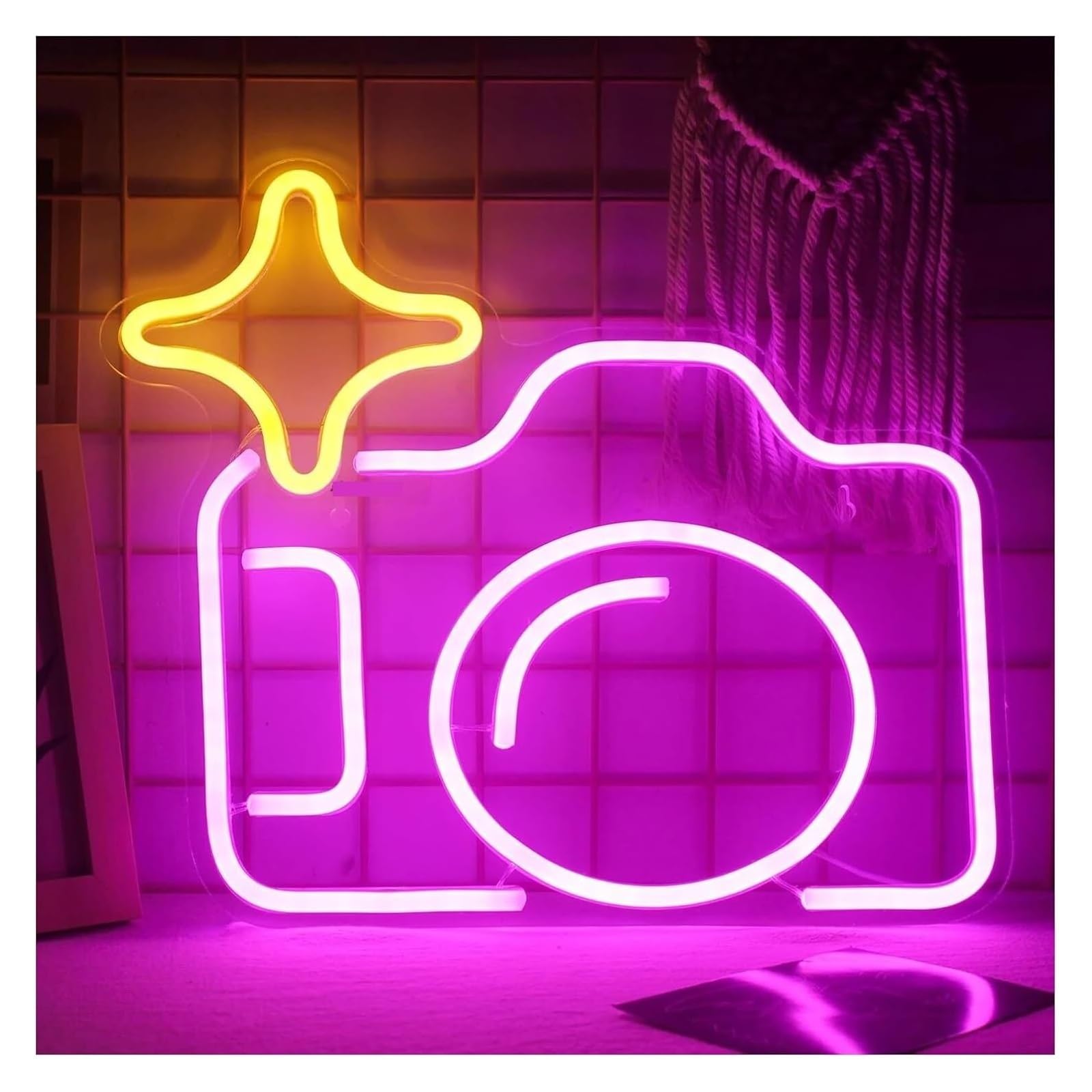insegna luminosa al neon Lampada calmante per lampada al neon personalizzata per fotocamera, decorazione della per stanza