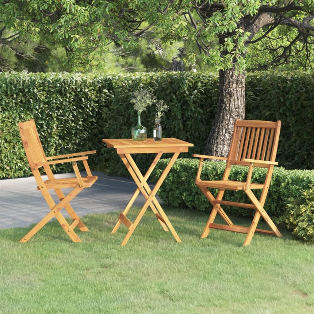 Salon de jardin 3 pièces en acacia ensemble de meubles de jardin peu encombrant extérieur