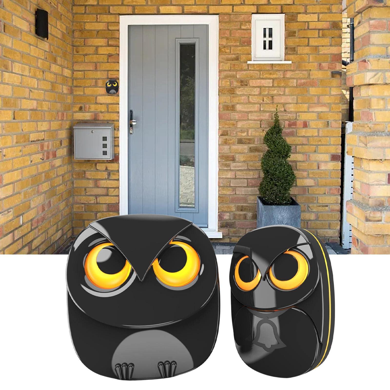 Alarme de Passage avec de Mouvement, Matériaux Résistants Aux Intempéries, Forme de Hibou, Installation Facile pour Allée, Piscine, Abri de