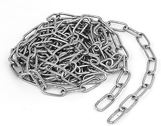 Aexit Pet Dog Material Handling Products Training Clothes Hanging 304 Stainless Steel Coil Chain Silver Coil Chains Tone M1.5x6.6Ft
