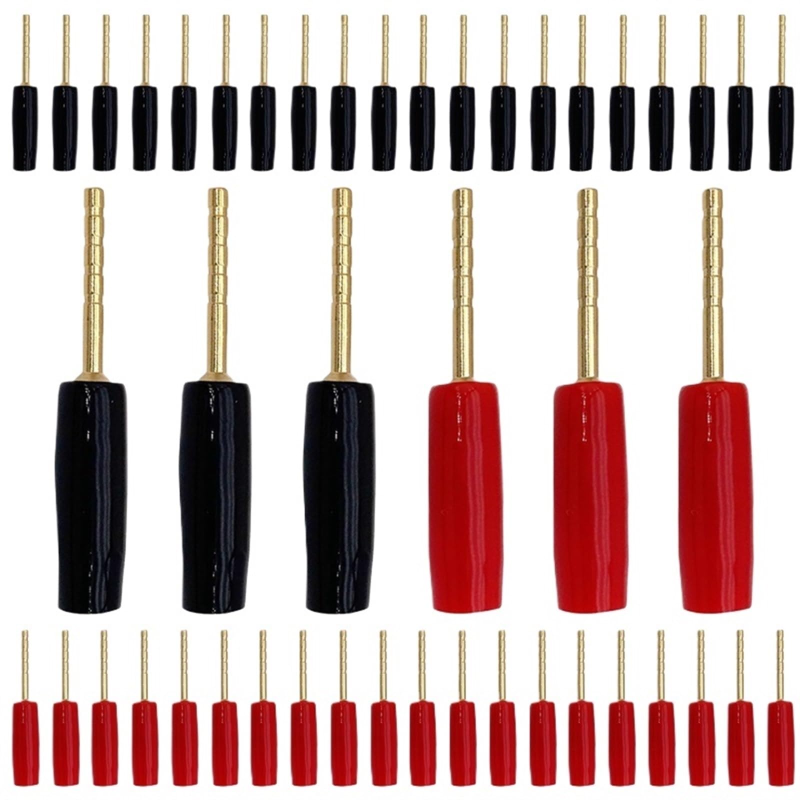 Adaptateur Banane en cuivre plaqué Or, Broche de 2mm, fiches de bornes Banane à Broche Droite, connecteur de câblage de Haut-Parleur, 20/100 pièces(100 Black)