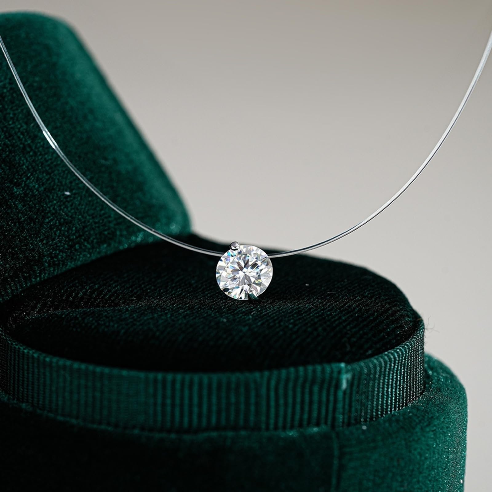 Collar de moissanita para mujer, minimalista de 2 puntas, collar de boda solitario de oro para esposa, oro blanco/platino