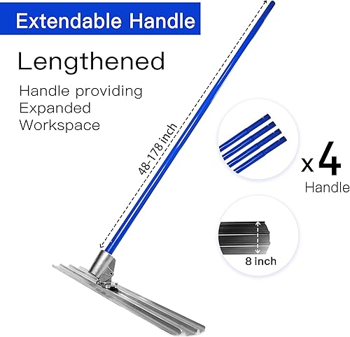 Miniatura 3 de Bull Float Aluminio Magnesio Aleación Concreto Flotador 48"x8" Kit de Junta de Extremo Redondo Herramienta Herramienta Herramientas de Cemento