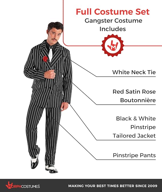 Morph 1920s Gangster Costume Men, 1920s Mens Costume, Mobster Costumes, Gangster Costumes Men