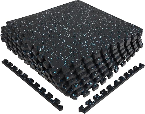 Alfombrillas de goma entrelazadas de 24 pies cuadrados, suelo de ejercicio resistente para gimnasio en casa, levantamiento de pesas, yoga, sala de