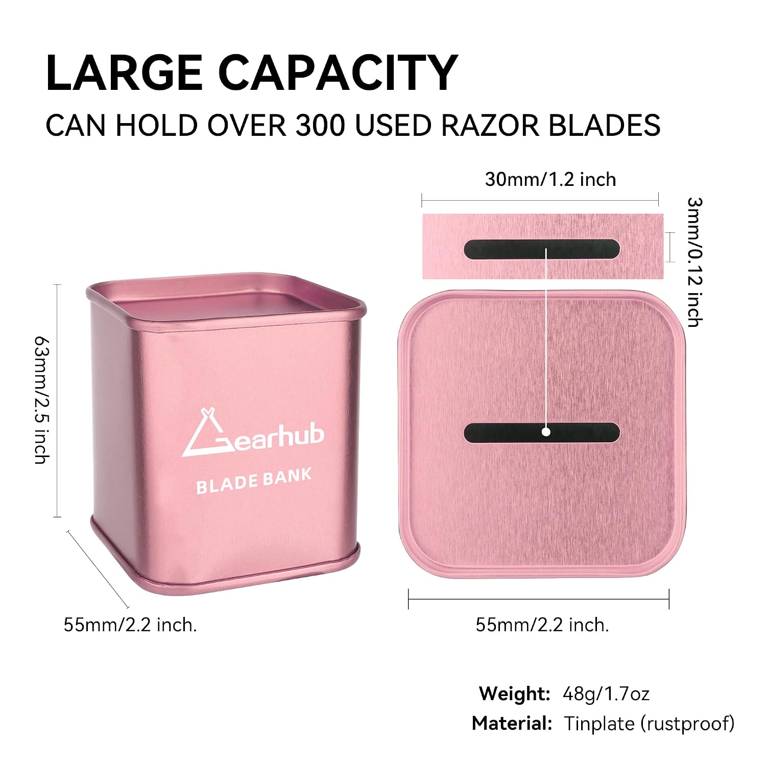 Gearhub Blade Bank Sharps Disposal Container Safely Store Used Safety Razor Blades Large Capacity for Barber Shops & Personal Use Sealed Design Holds 300+ Blades Matte Pink