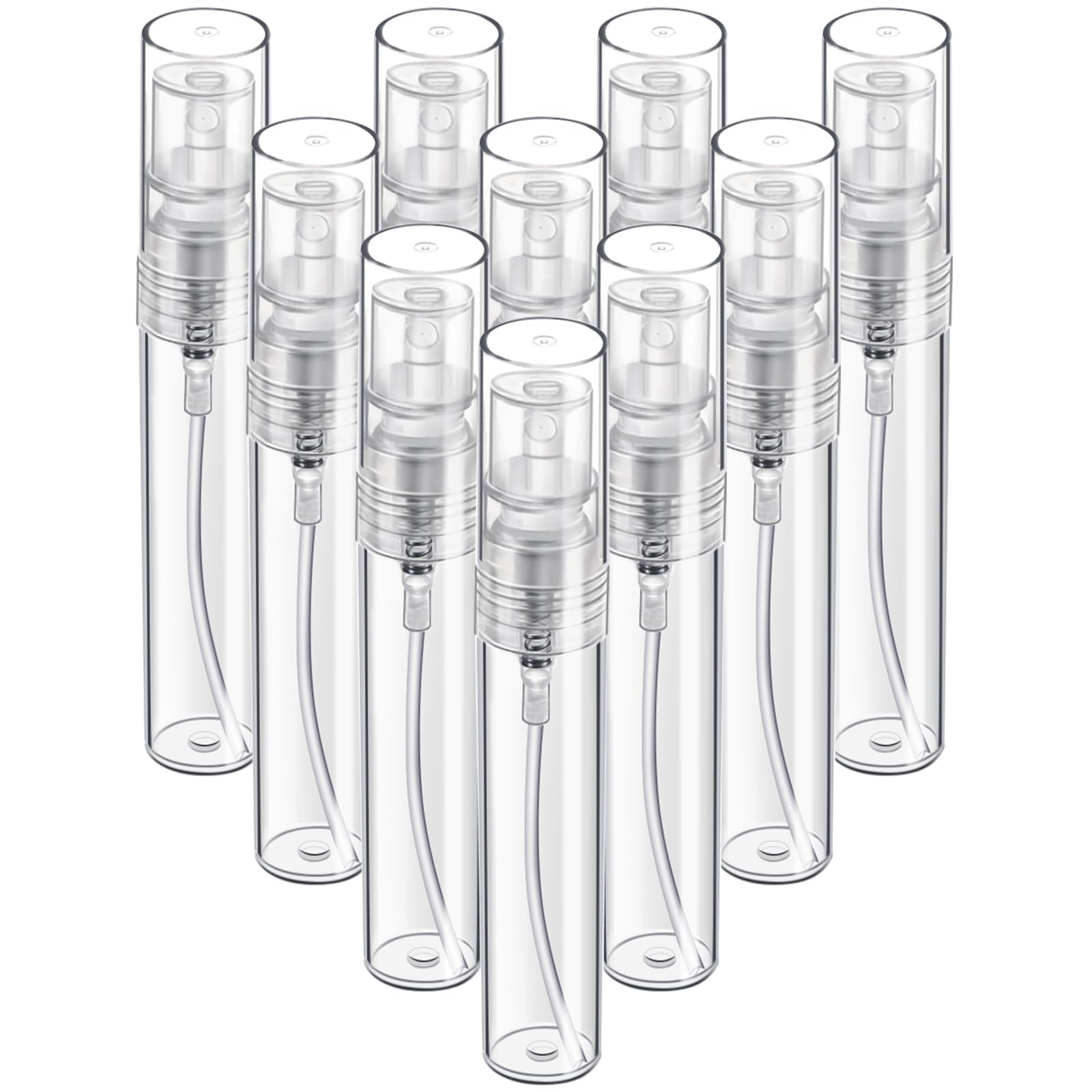 10 Pack Mini Spray Bottle, Fine Mist Refillable Perfume Atomizer, Small Empty Sample Containers, Plastic Portable Travel Bottle, 5ml, Clear
