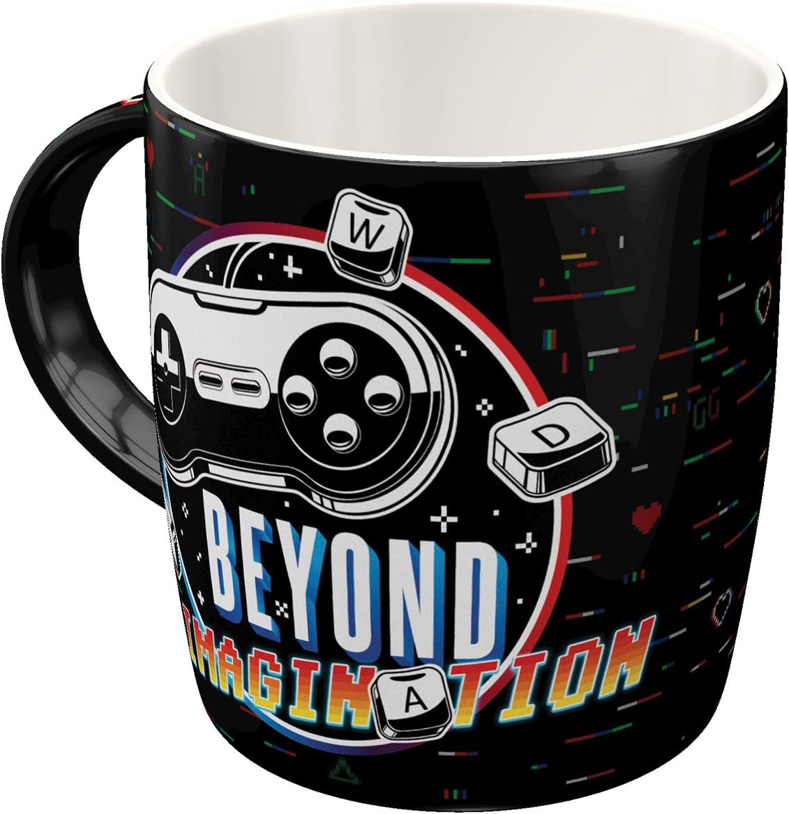 Nostalgic-Art 43064 Retro Kahve Kupası Gaming Beyond Imagination – Oyuncular için hediye fikri, komik büyük seramik fincan, sözlü, 330 mililitre