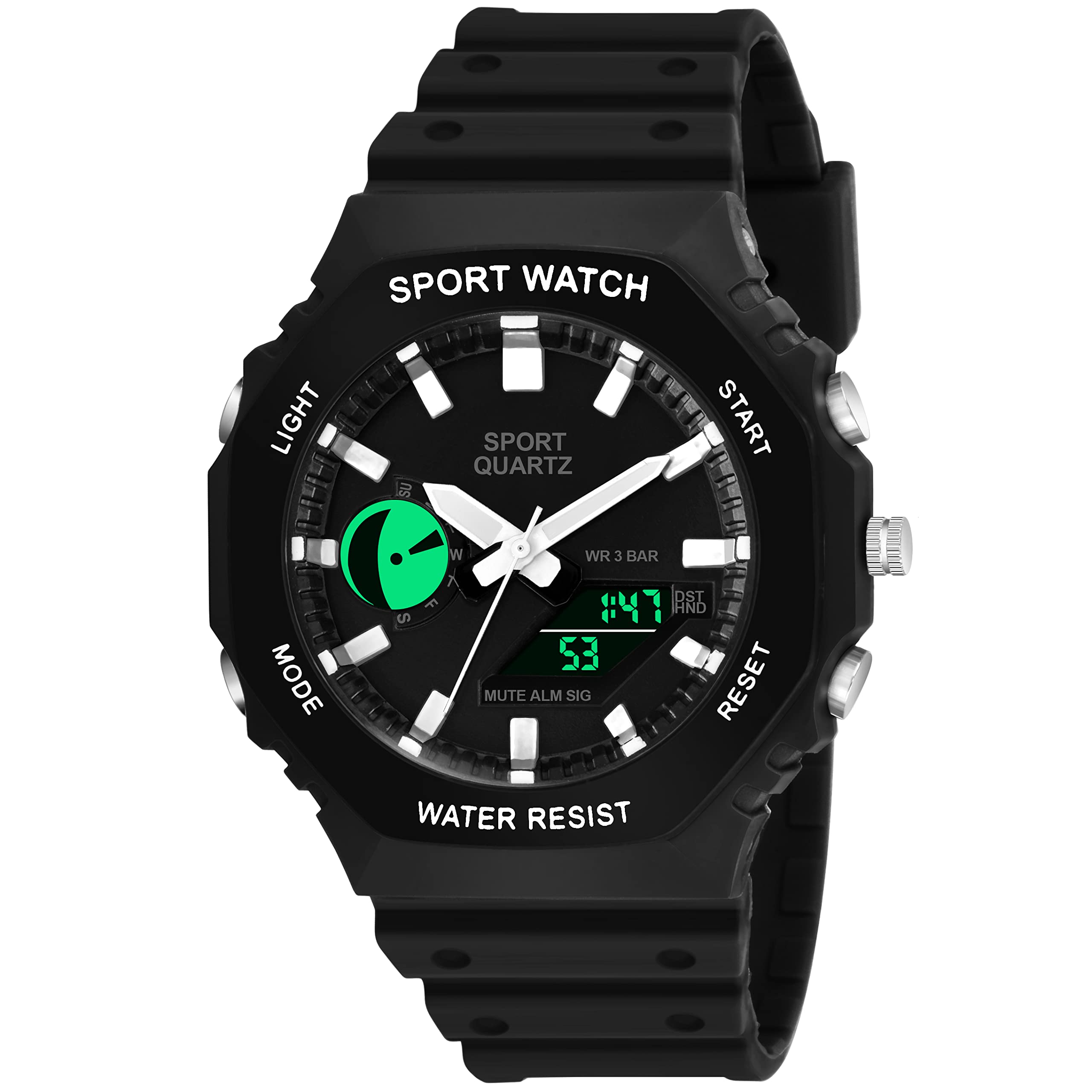 Shocknshop Silicone Analog Digital Round Black Dial Multifunctional Men Boys Watch (Black Dial & Strap) -W38Blk, Multi-Color Band (B09WLGSJ28) Amazon Price History, Amazon Price Tracker