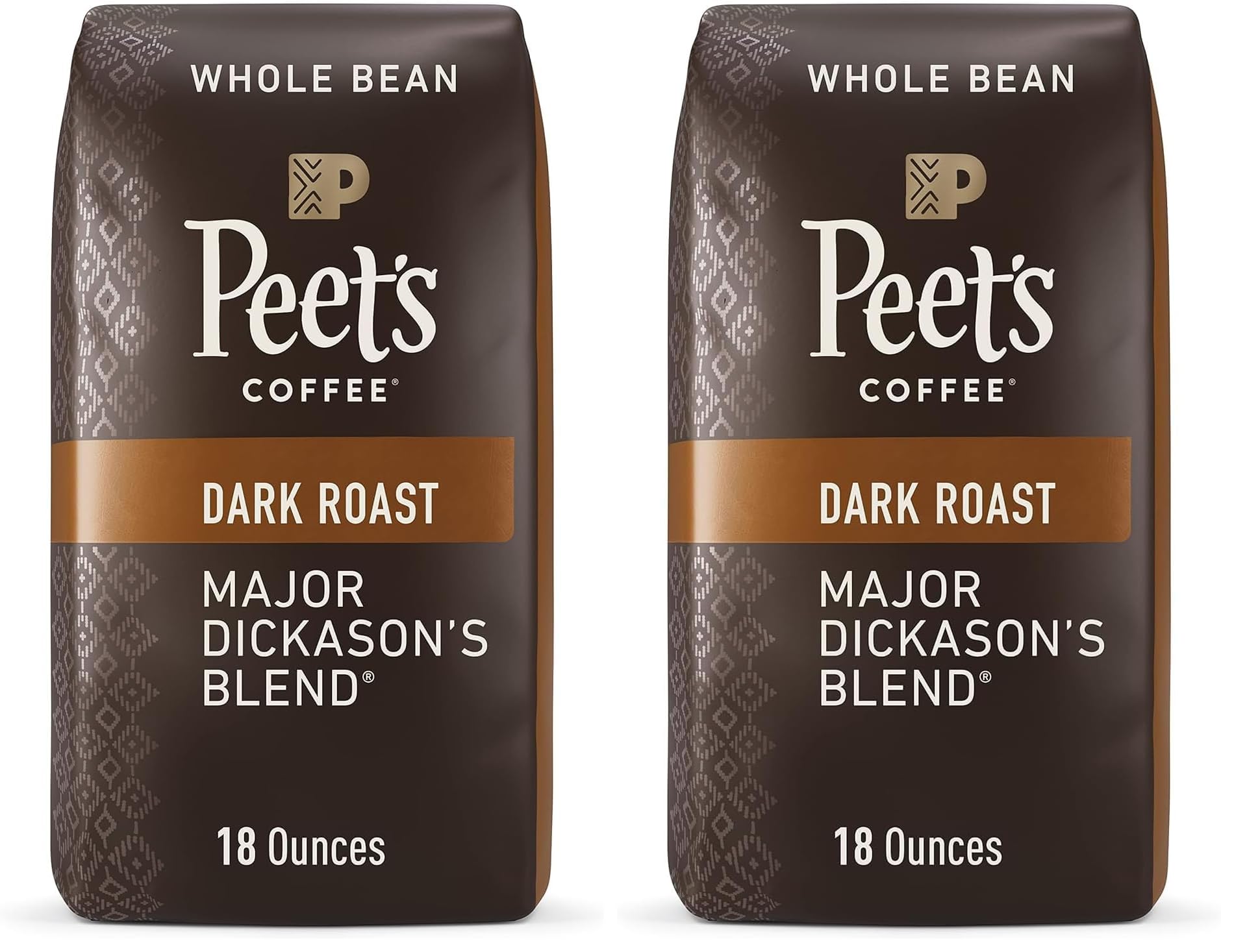 Peet's Coffee, Dark Roast Whole Bean Coffee - Major Dickason's Blend 36 Ounces (2 Bags of 18 Ounces)