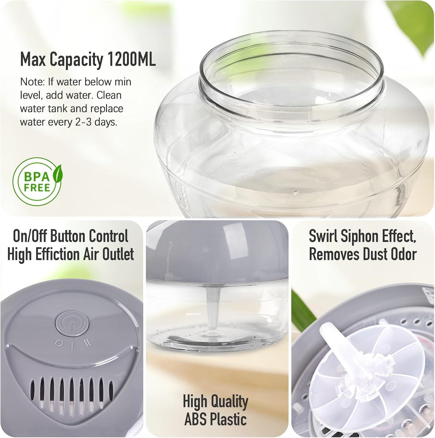 Water-Based Purifier Air Washer, Variable Speed Air Washer Aroma Diffuser with 7 Color 6 LED Night Light, Aroma Fresher Small Air Cleaner, Air Revitalizer & Freshener for Home, Office image 2
