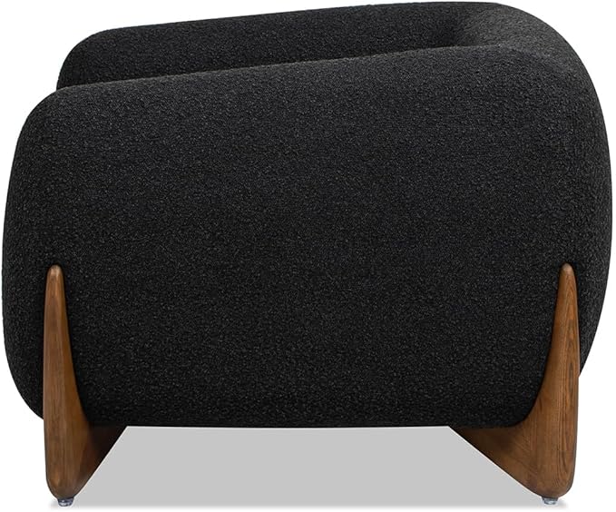 Sillón Moderno Escandinavo 43.5" Tapizado Bouclé Negro miniatura 5