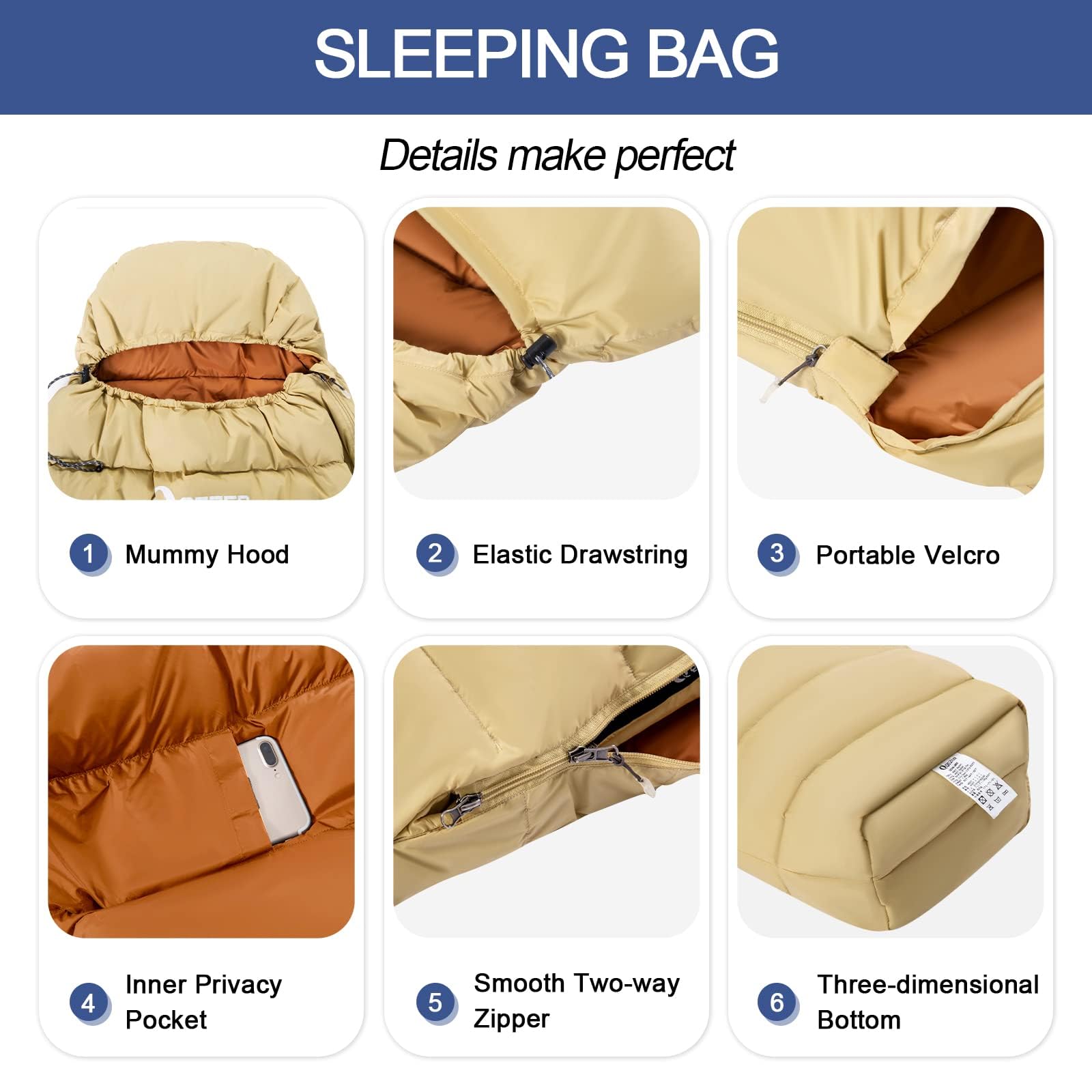 Schlafsack Ultraleicht Kleines Packmaß QEZER Daunenschlafsack Sommer - Ultraleicht (620 G), 10–15 °C, Für Kinder & Erwachsene Sommer Schlafsack 620 G Kinder Camping