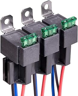 Gebildet 3-Pack 12V 30A Automotive Fuse Relay Harness Set with Built-in Diode - 4-Pin SPST for Lights, Fans, Starters