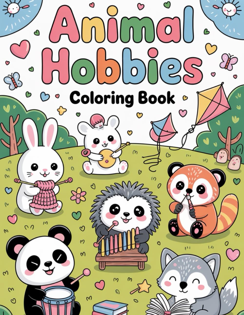 Animal Hobbies Coloring Book: Fun and Cozy Kawaii Animals for Kids to Color