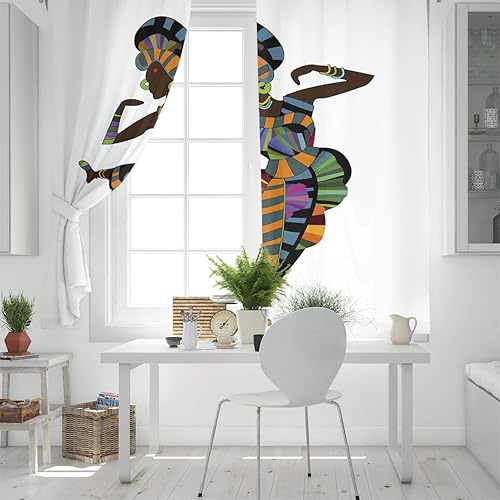 Miniatura 4 de FortuneHouse Blackout Curtains Thermal Insulated Dancing African Woman Solid Pattern Metal Grommet Elegant Room Drapes Window Curtain for Bedroom