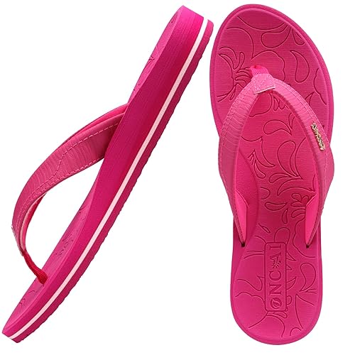 ONCAI Flip Flops For Women Yoga Mat Comfortable Beach Thong Sandals With Arch Support - 6.5 - Hot Pink