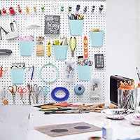 Vista 8 de G.CORE Paquete de 6 contenedores grandes para tablero de clavijas con ganchos, forma de caja cuadrada, accesorios para portavasos de tablero