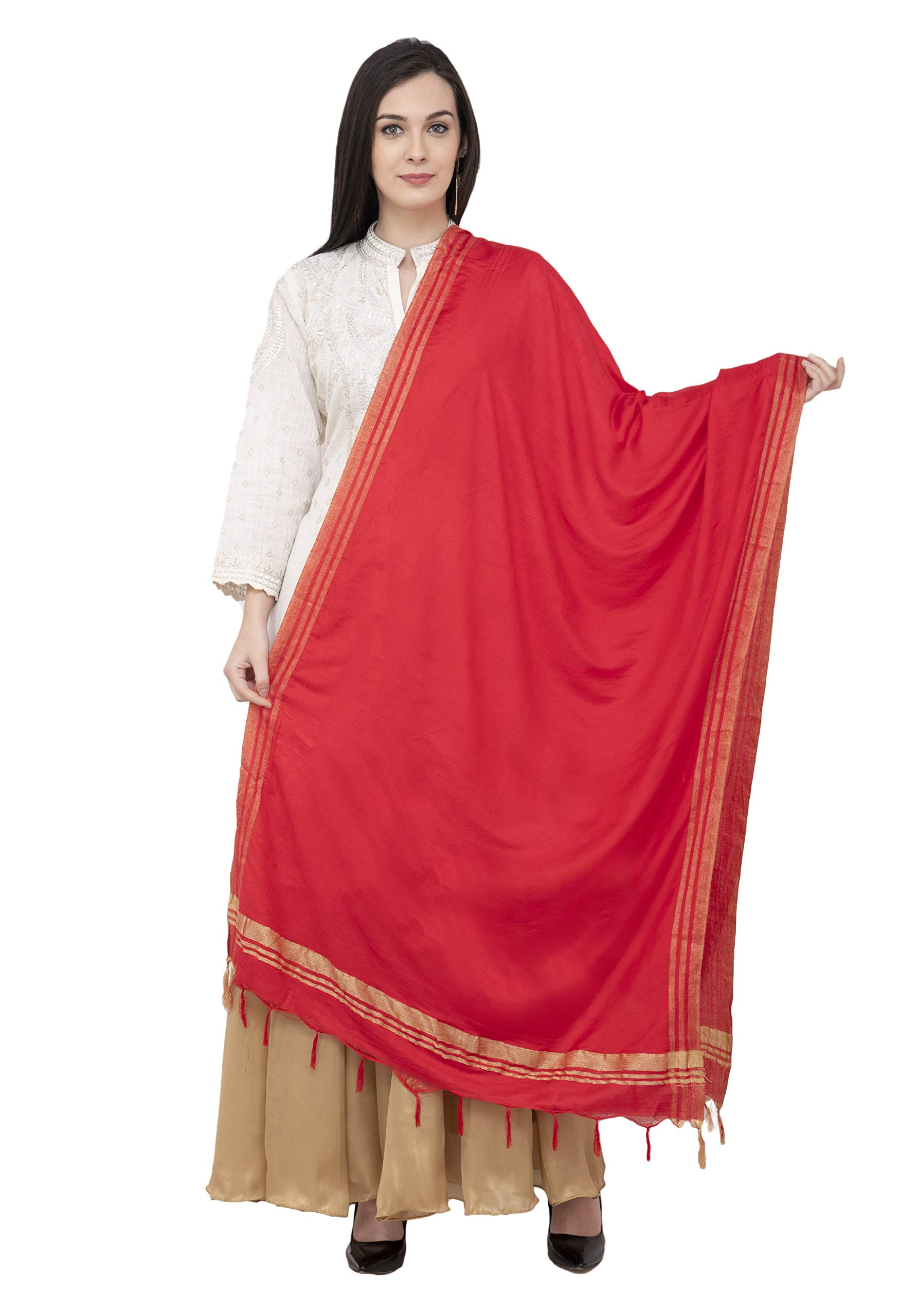 Golden Border Regular Dupatta Red Color Dupatta/Chunni-image-23