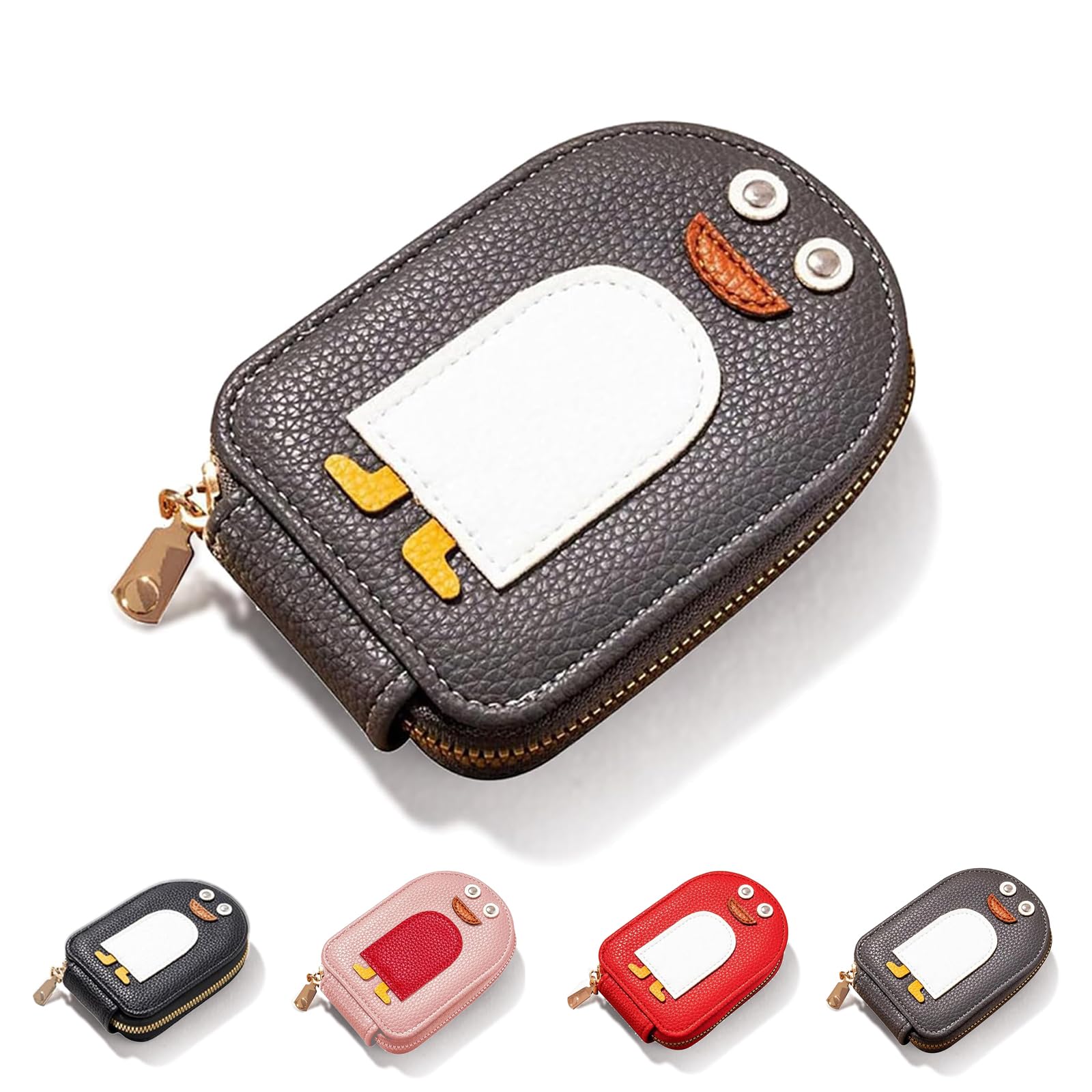 Nimedala Women's Gray Cute Penguins Pu Credit Card Coin Wallet, Credit Card Holder Cute Organ Style (Gray)