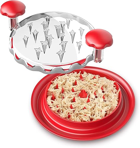 Trituradora de pollo, máquina trituradora de carne, herramienta giratoria con asas de cubierta transparente y base antideslizante para carne molida