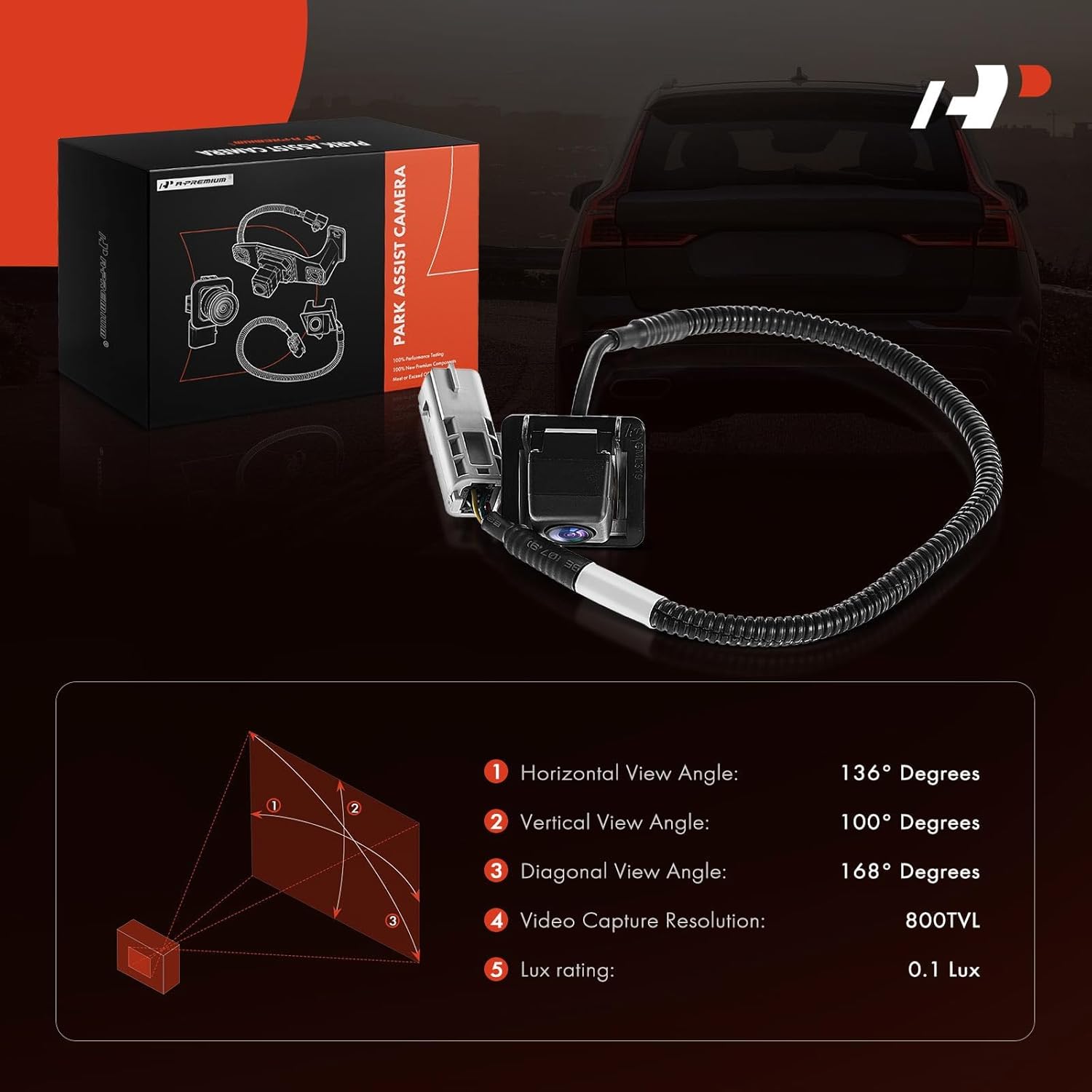 A-Premium Park Assist Camera Rear View Backup Reverse Camera Compatible with Select Cadillac Models - 2010-2015 CTS