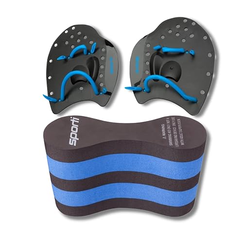 𝗦𝗽𝗼𝗿𝘁𝗶 Power Swim Paddles for Lap Swimming - Adjustable Straps